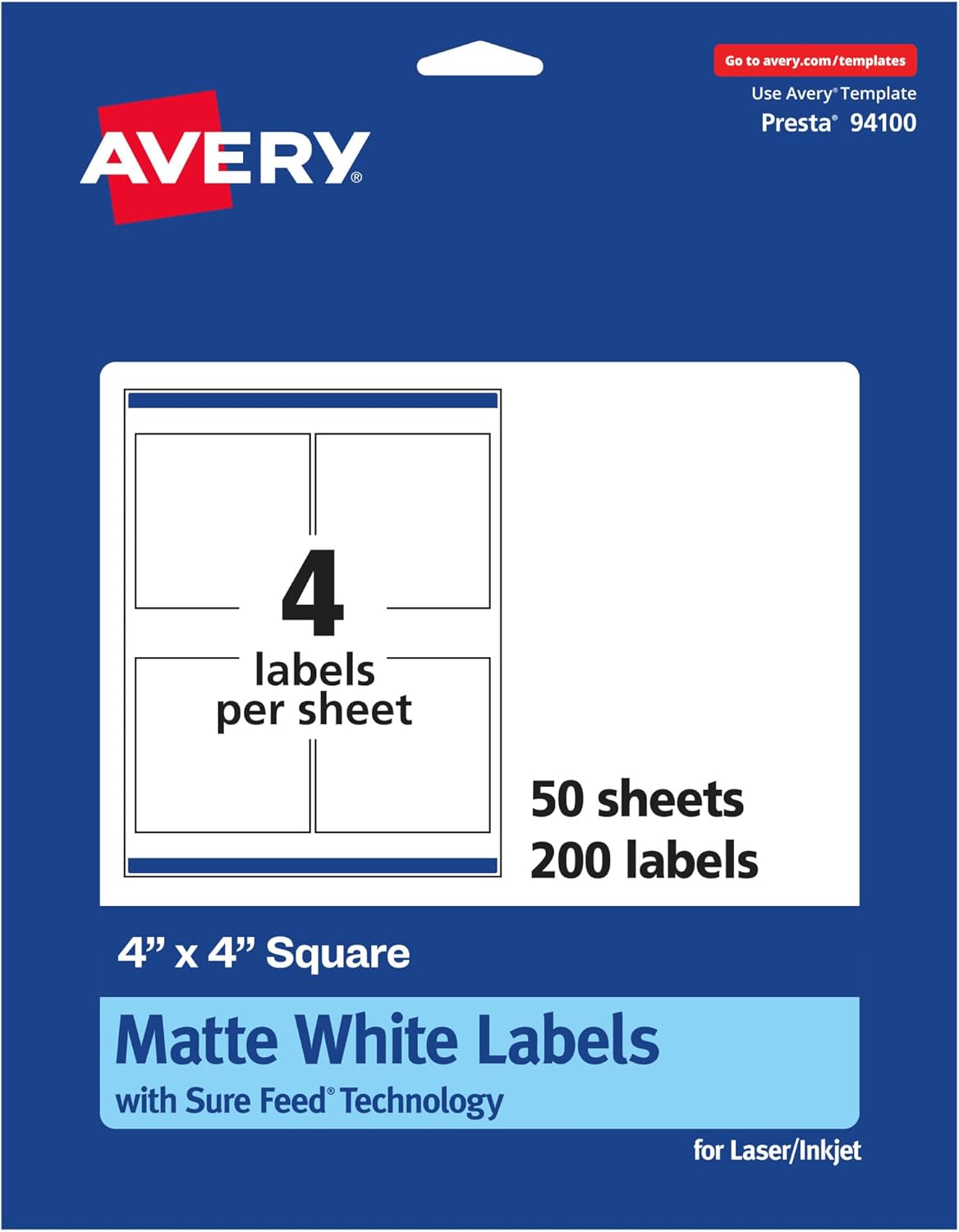 Avery Matte White Square Labels for Custom Designs and Printing