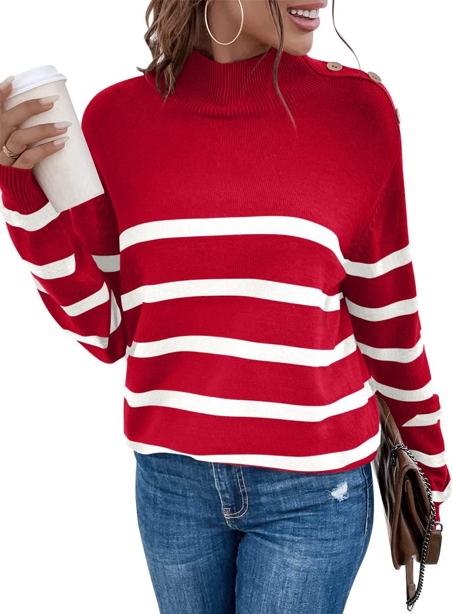Cozy Striped Knit Sweater - LONGYUAN Winter Style