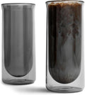 FLUR Iced Coffee Glasses Set of 2 - Double-Walled Smoke 15.5oz