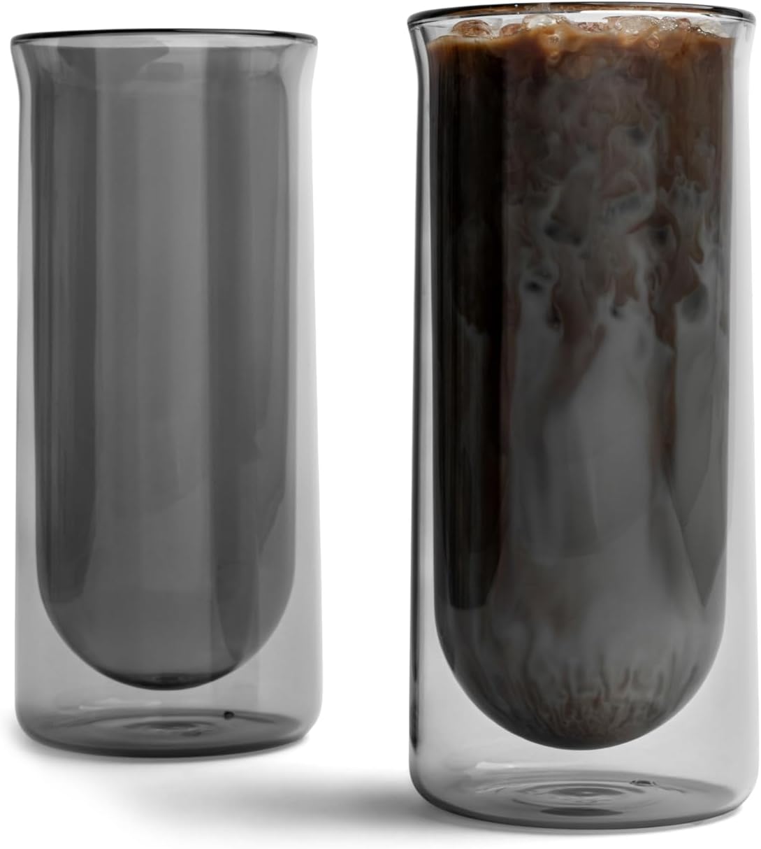 FLUR Iced Coffee Glasses Set of 2 for Perfect Cold Drinks