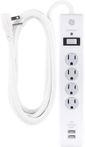 GE Surge Protector 4 Outlets 2 USB Ports - 8ft Cord for Home Use