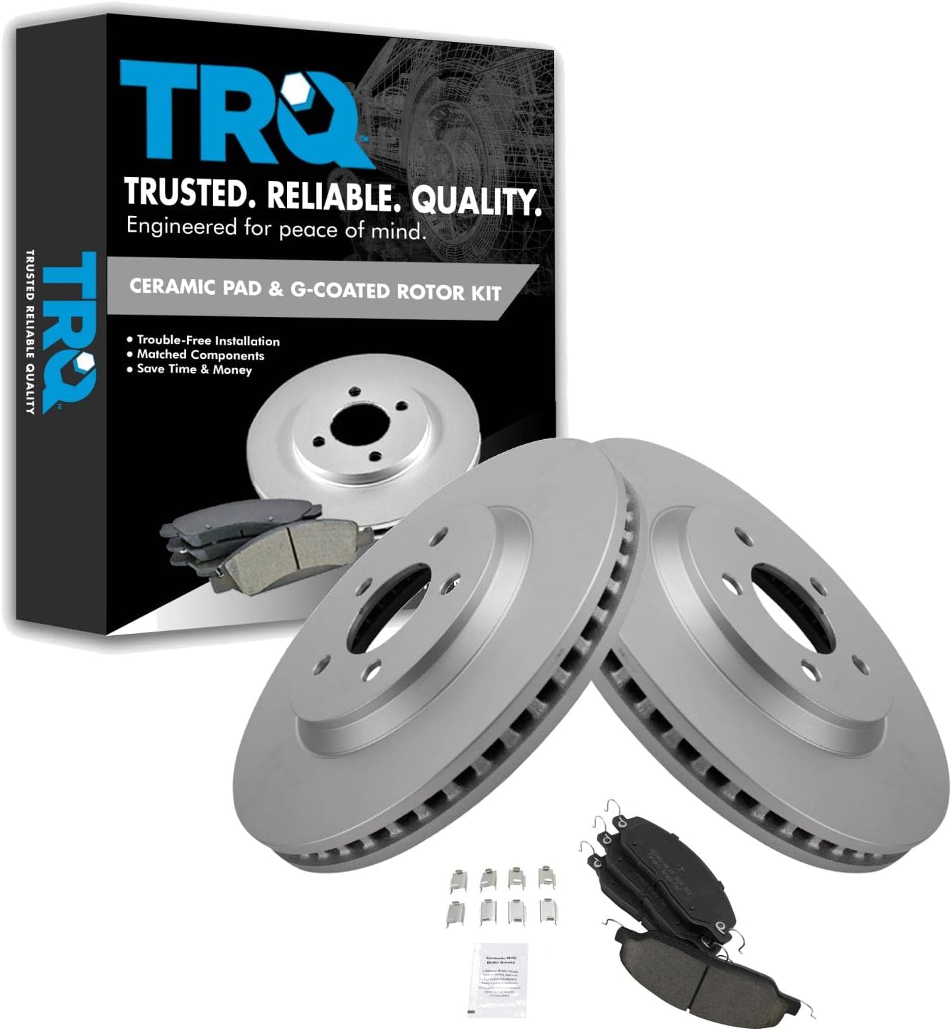 TRQ Front Brake Pad & Rotor Kit for 2005-2014 Ford Mustang
