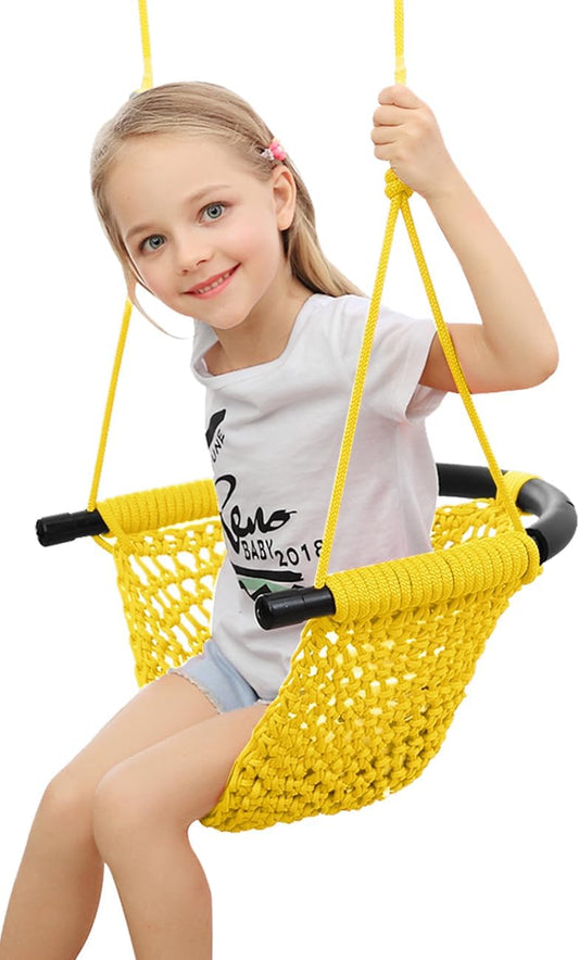 Hand-Knitting Toddler Swing Seat for Kids with Adjustable Ropes