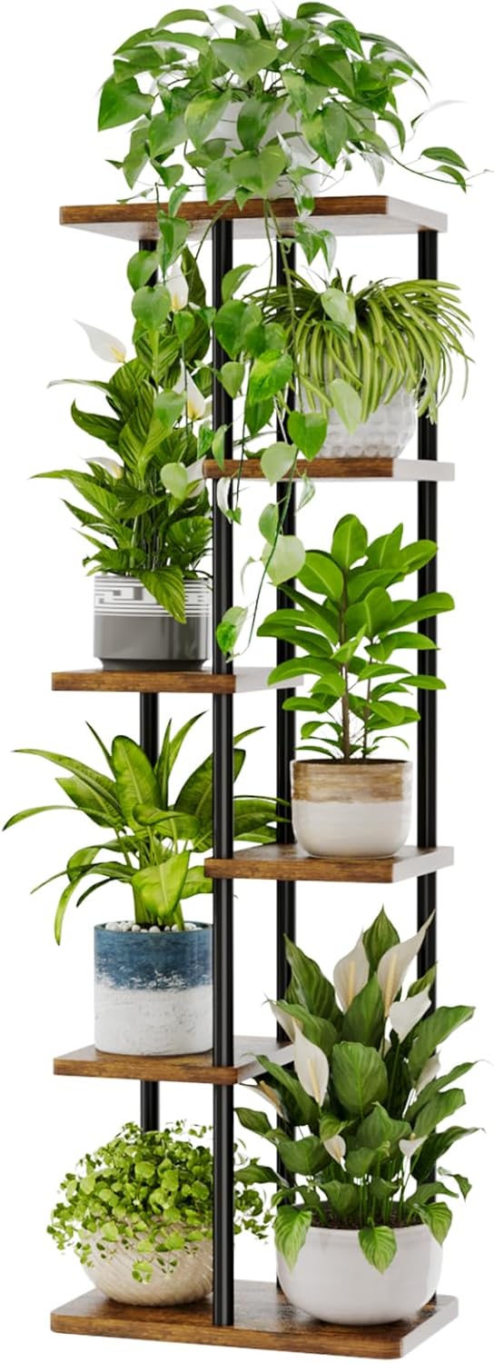 Bamworld Tall Plant Stand Indoor, 6 Tier Metal Plant Shelf