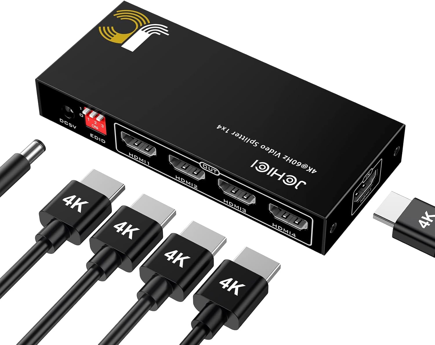 1x4 HDMI Splitter 4K@60Hz for Gaming and Home Theater Setup