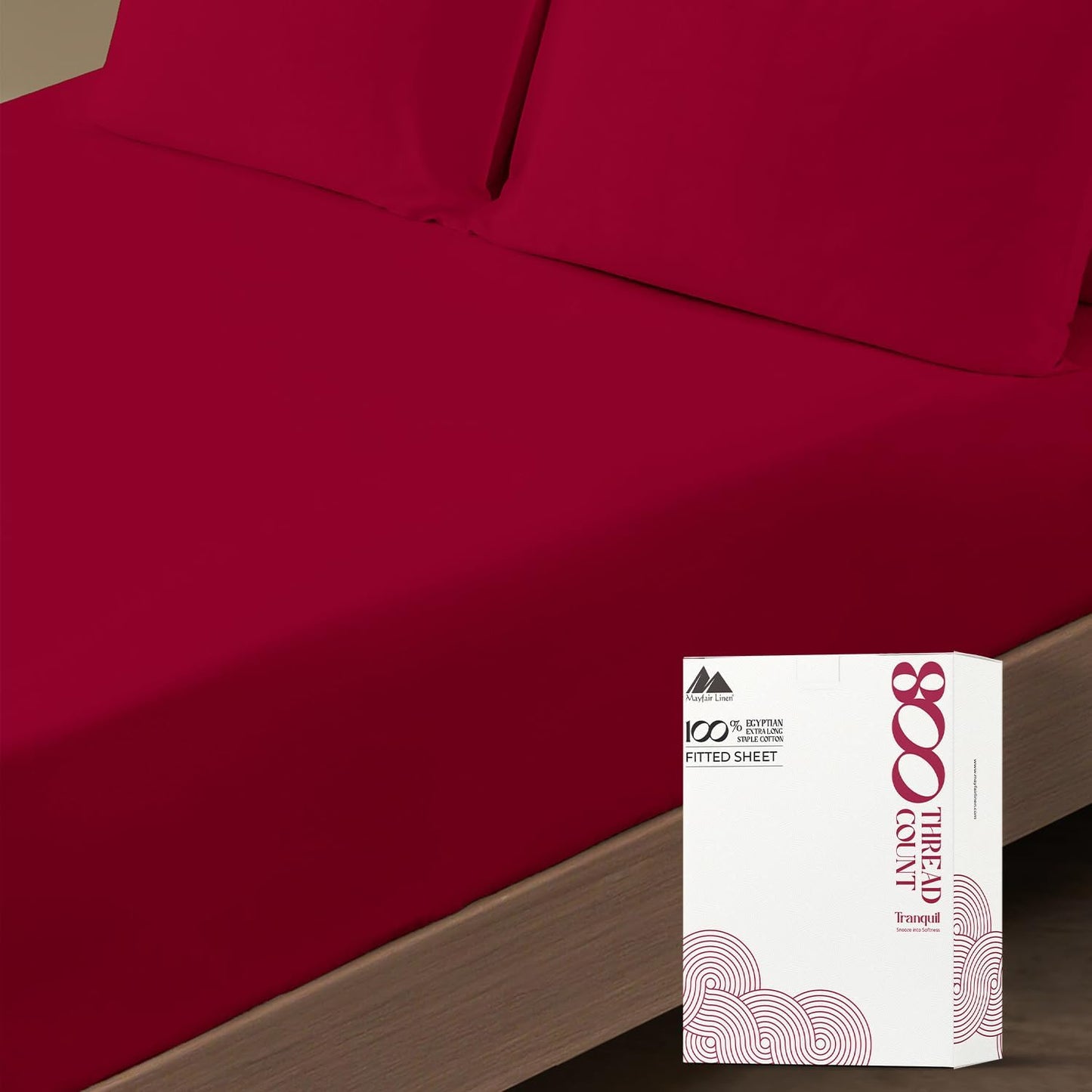 100% Egyptian Cotton King Fitted Sheet - 800 Thread Count Red