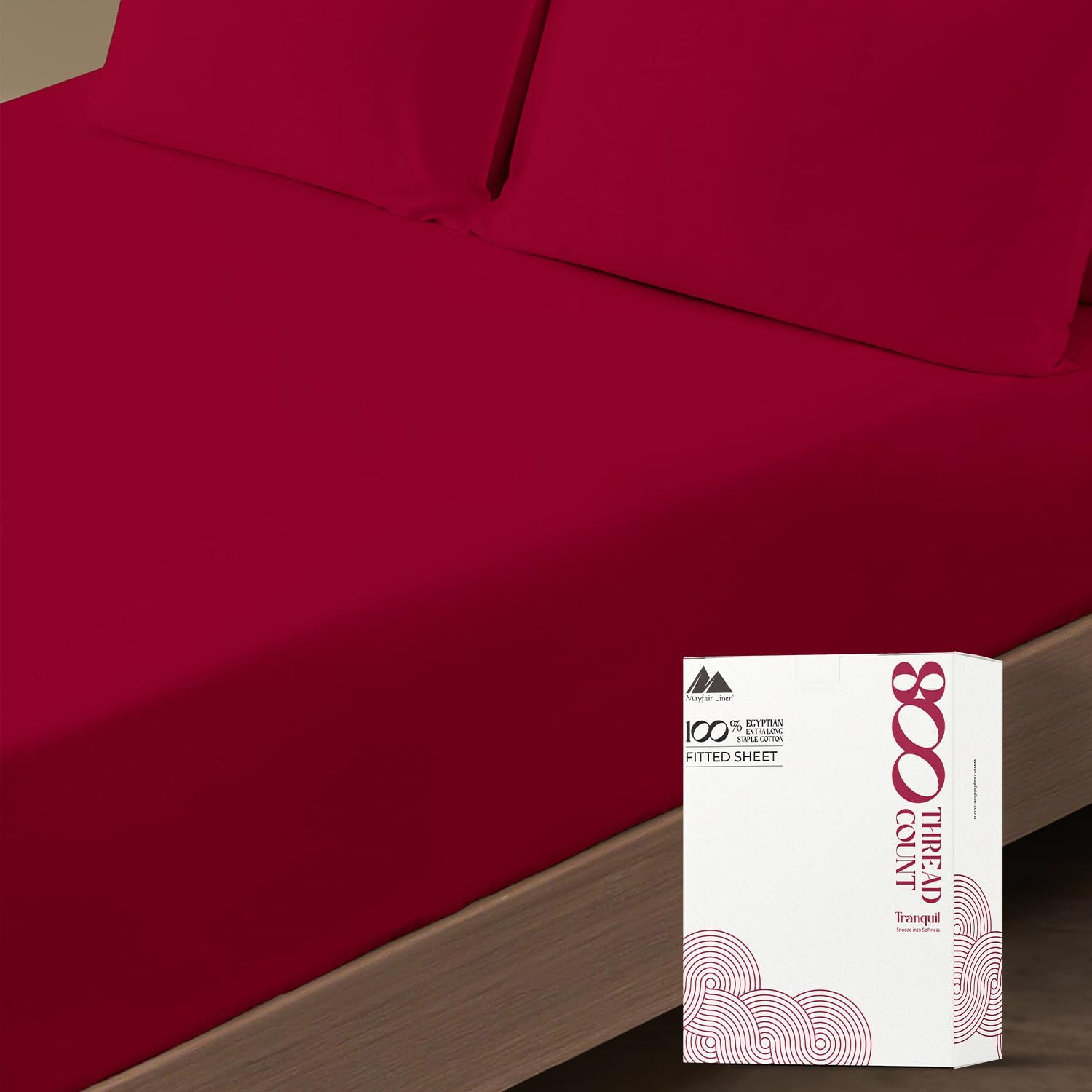100% Egyptian Cotton King Fitted Sheet - 800 Thread Count Red