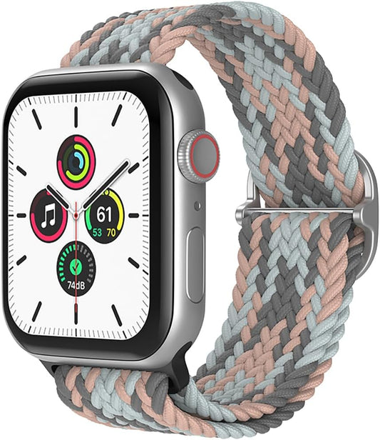 FAGWIG Braided Stretchy Solo Loop Strap - Adjustable Nylon Elastic Band for Apple Watch