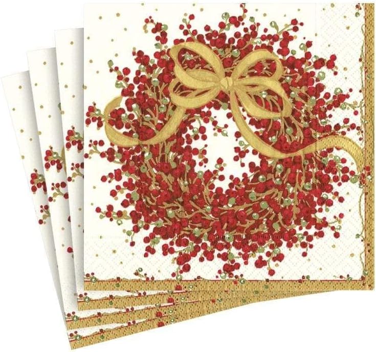 Vibrant Red Pepper Berry Cocktail Napkins, 20-Pack - Caspari