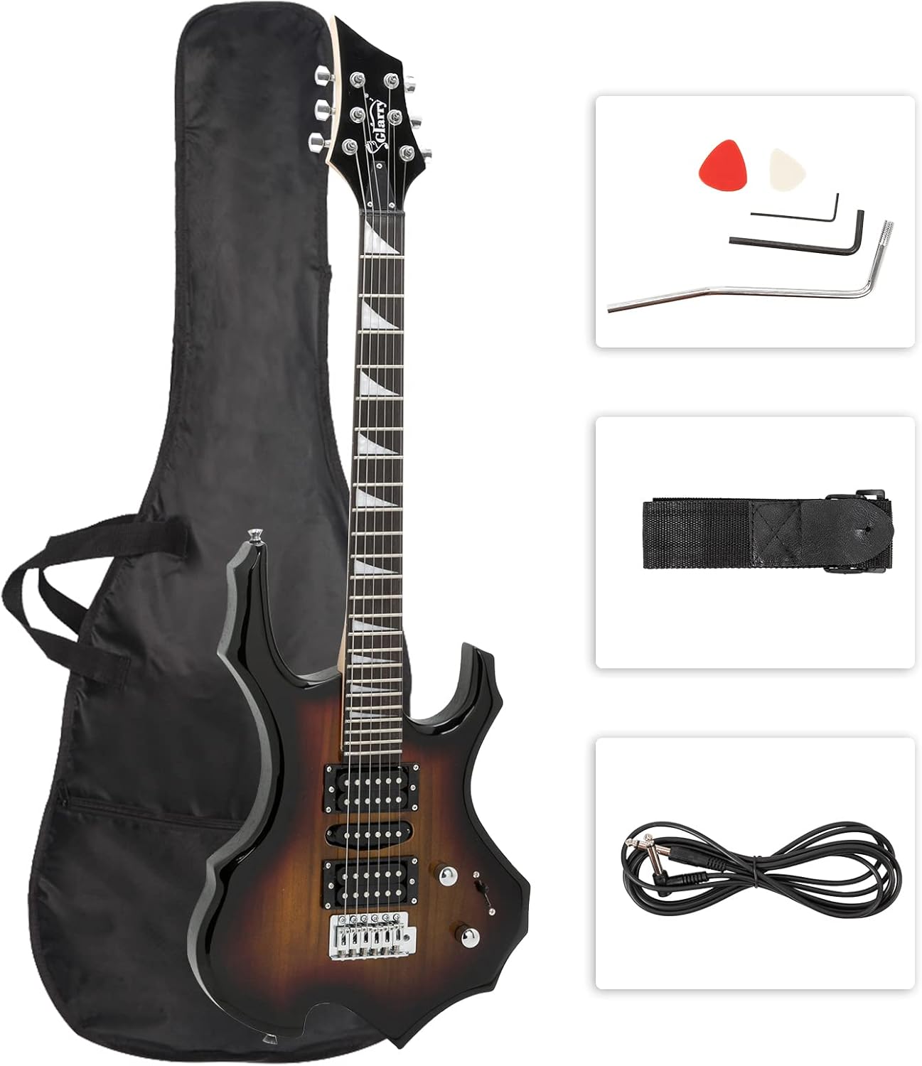 Glarry Cool Burning Fire Style Electric Guitar for Beginners