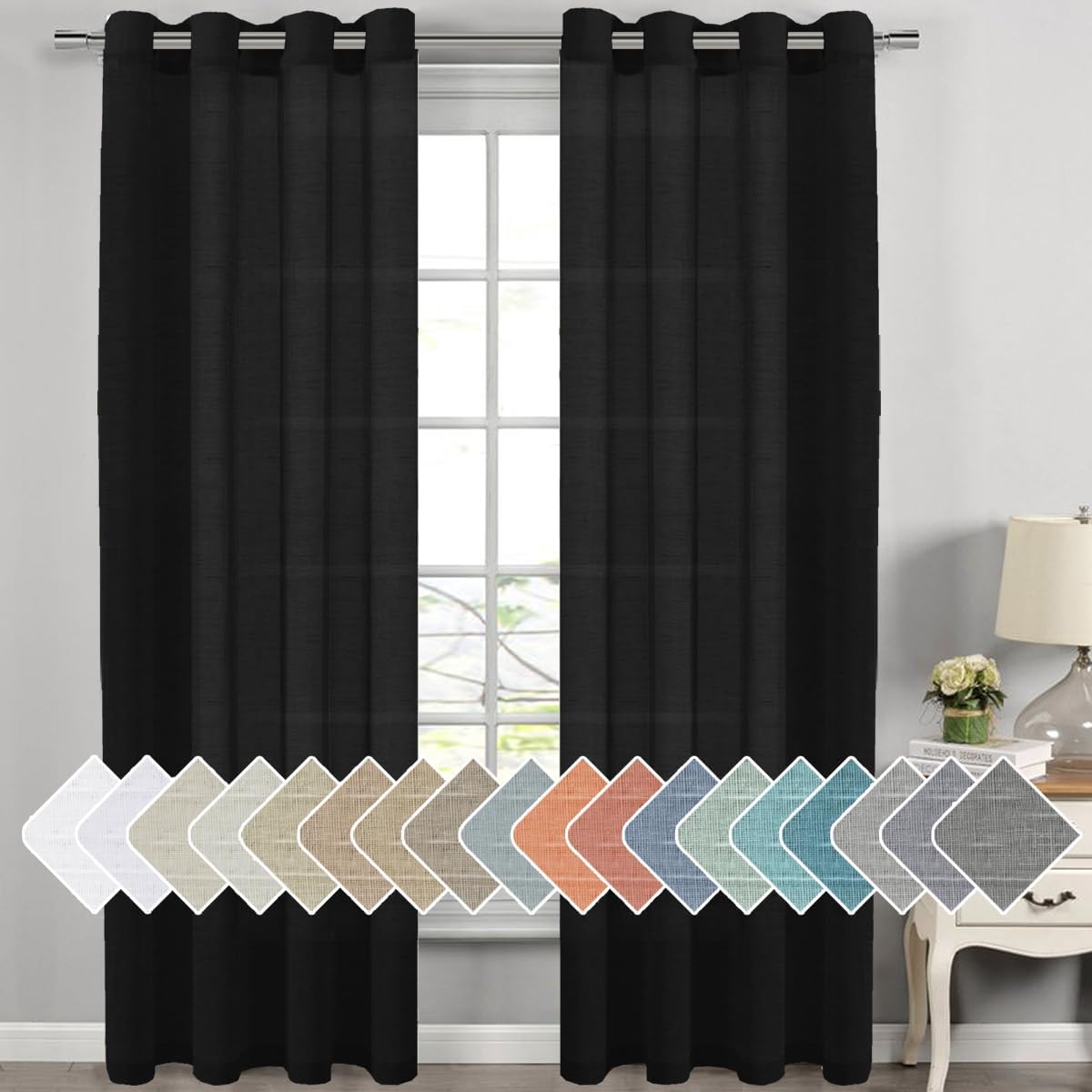 Natural Blended Linen Curtains for Living Room by H.VERSAILTEX
