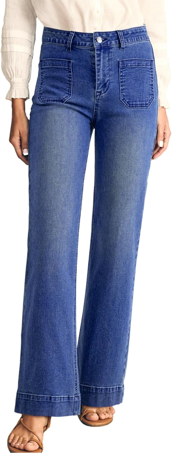 Astylish Women's Wide Leg Jeans High Waisted Stretchy Denim Pants