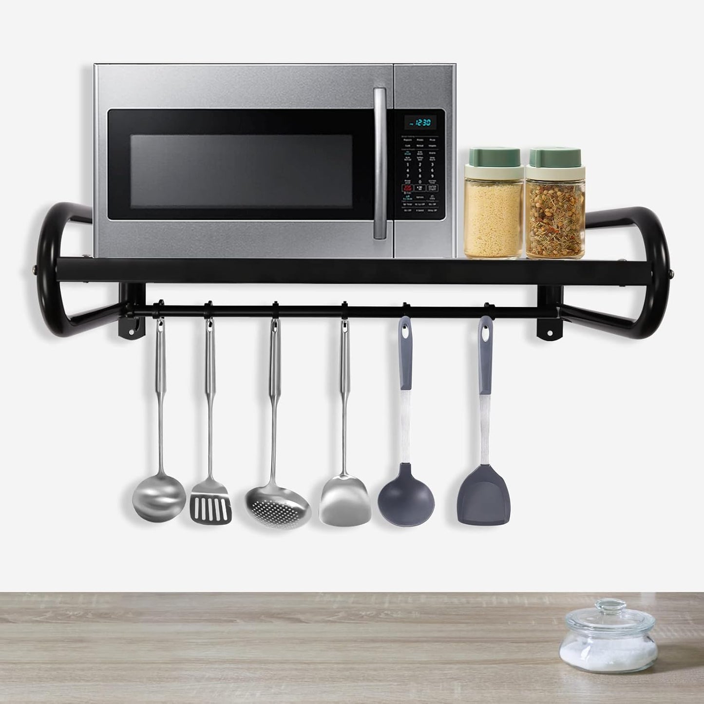 Organize with Ease: NINSHEIN Carbon Steel Microwave Shelf