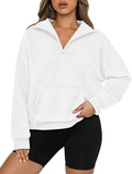 PRETTYGARDEN Womens Quarter Zip Cropped Sweatshirt - Cozy Fall Top