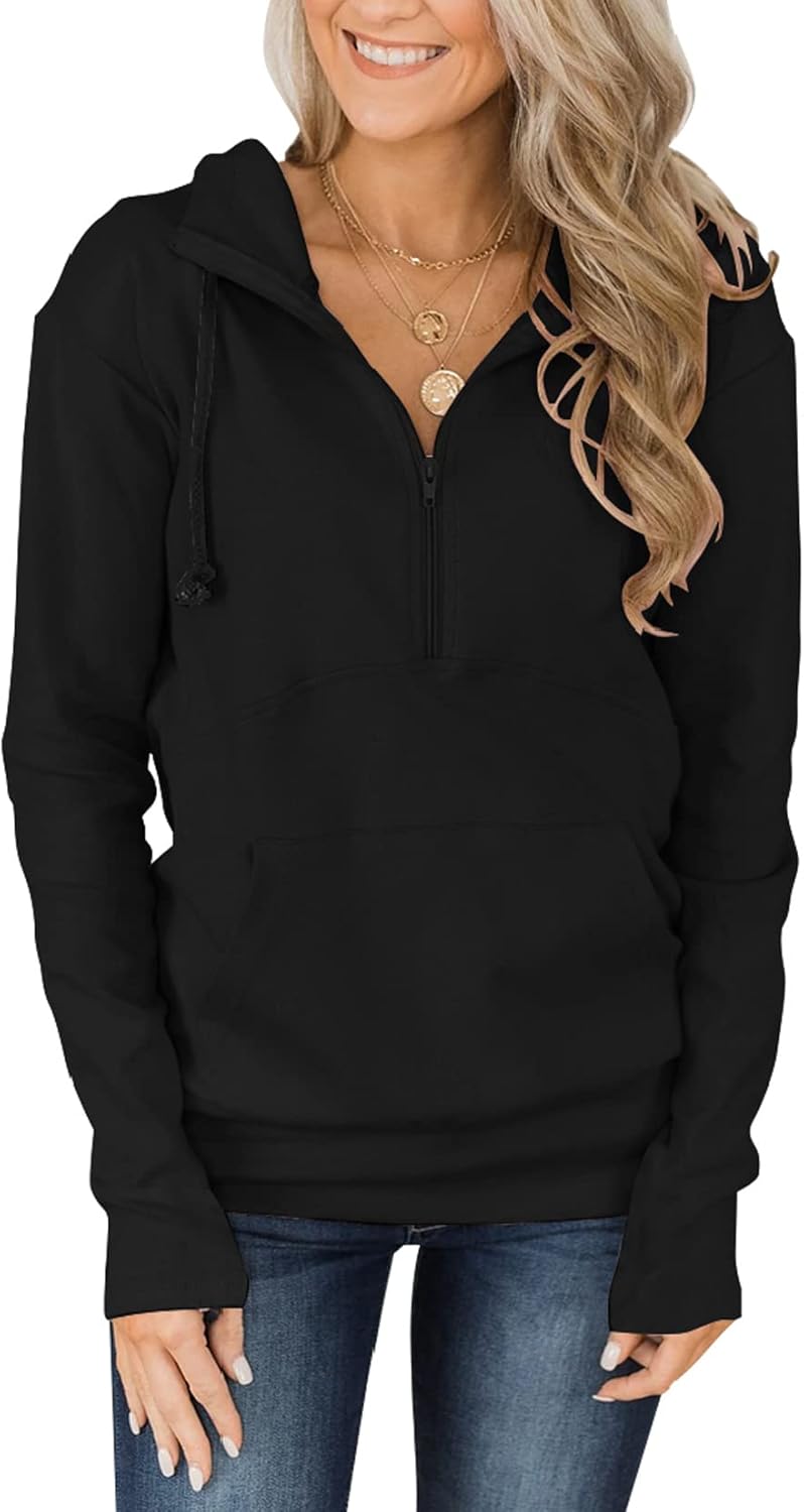 Cozy Fallorchid Quarter Zip Hoodie, Pocket Included