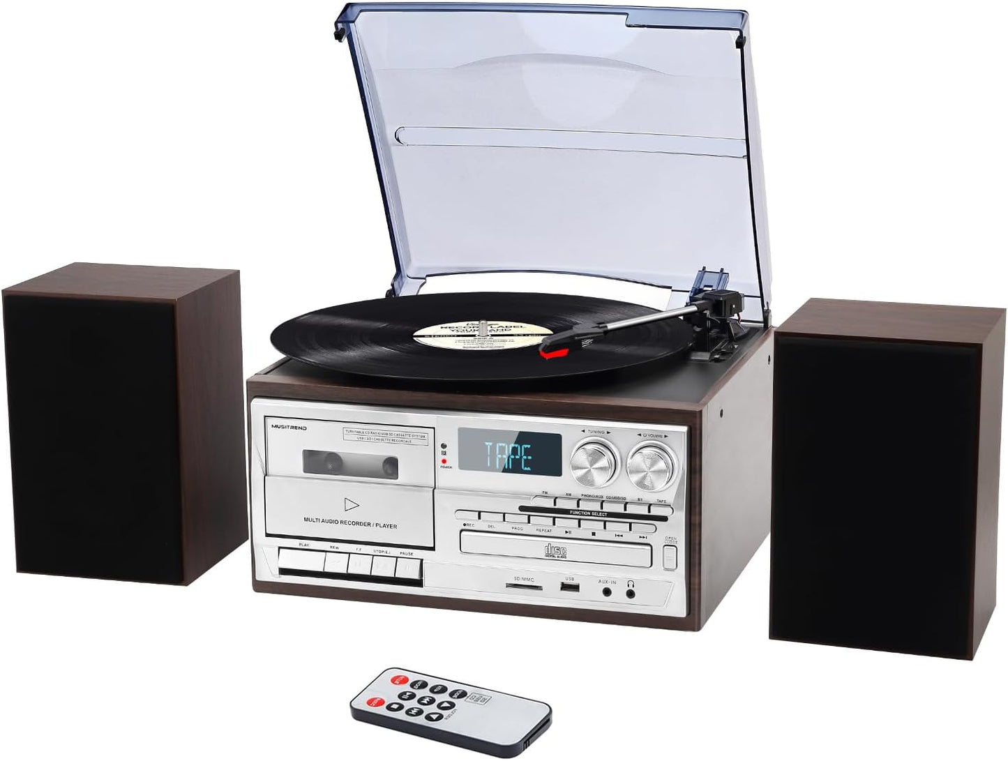 10 in 1 Multifunctional Record Player with External Speakers