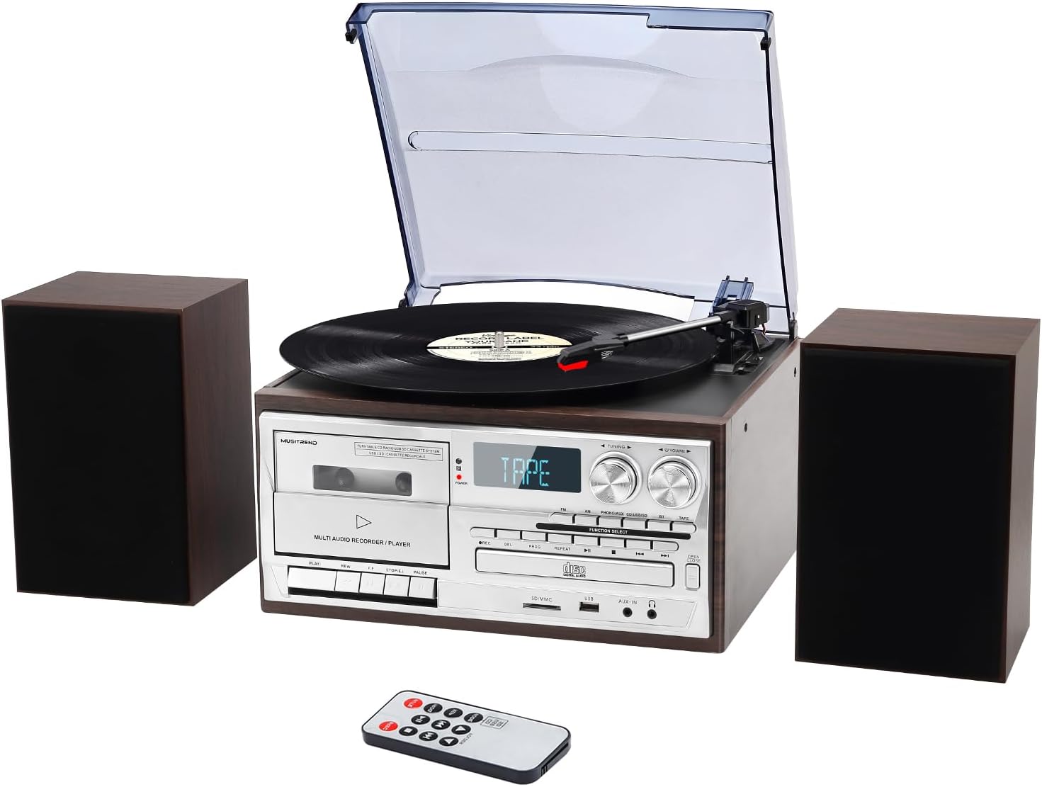 10 in 1 Multifunctional Record Player with External Speakers