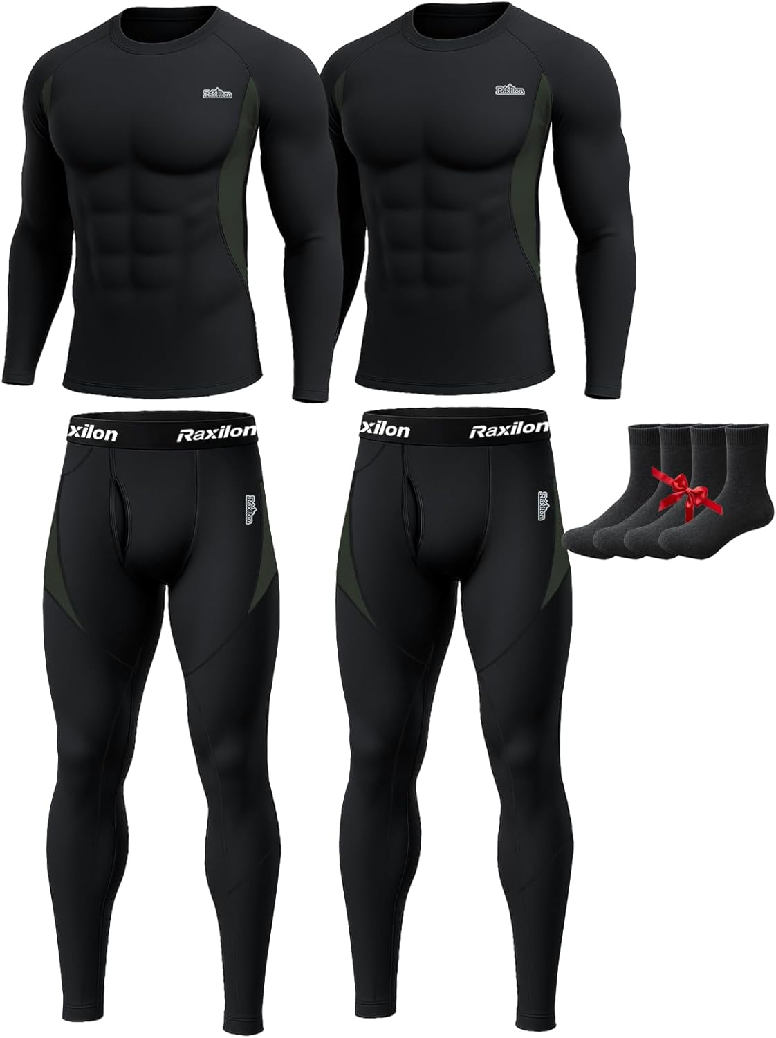 2 Pack Thermal Underwear Long Johns for Men Fleece Lined Set