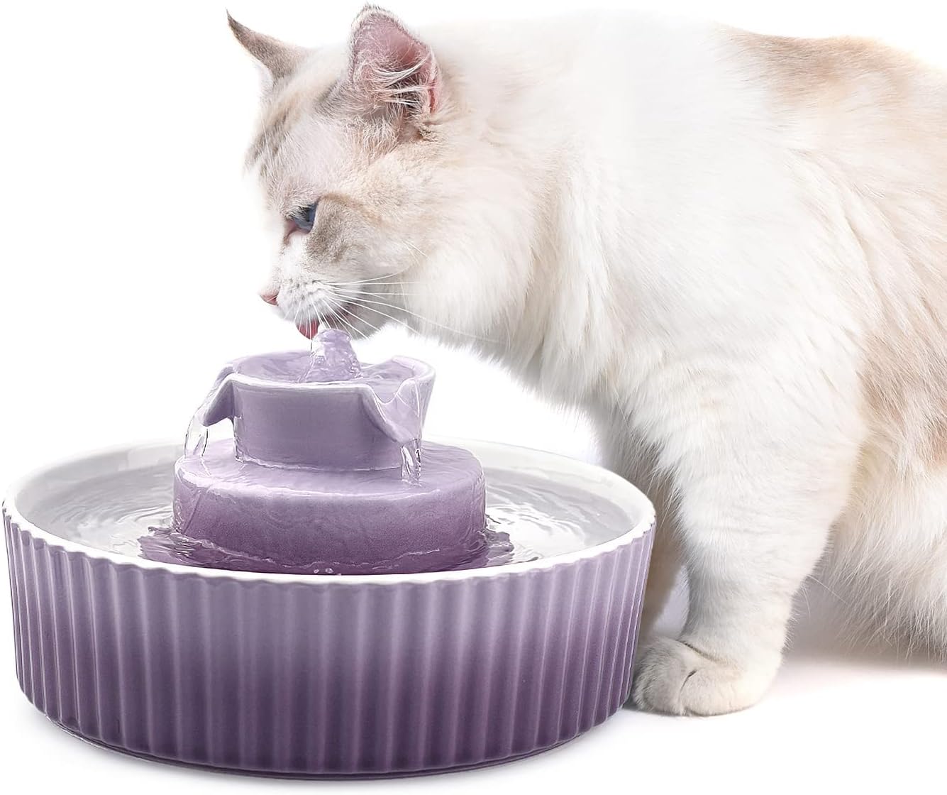 2.1L Ceramic Cat Water Fountain for Cats and Dogs - 70 Oz