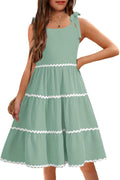 Arshiner Girls Summer Dress with Bow-Tie Straps and Convenient Pockets
