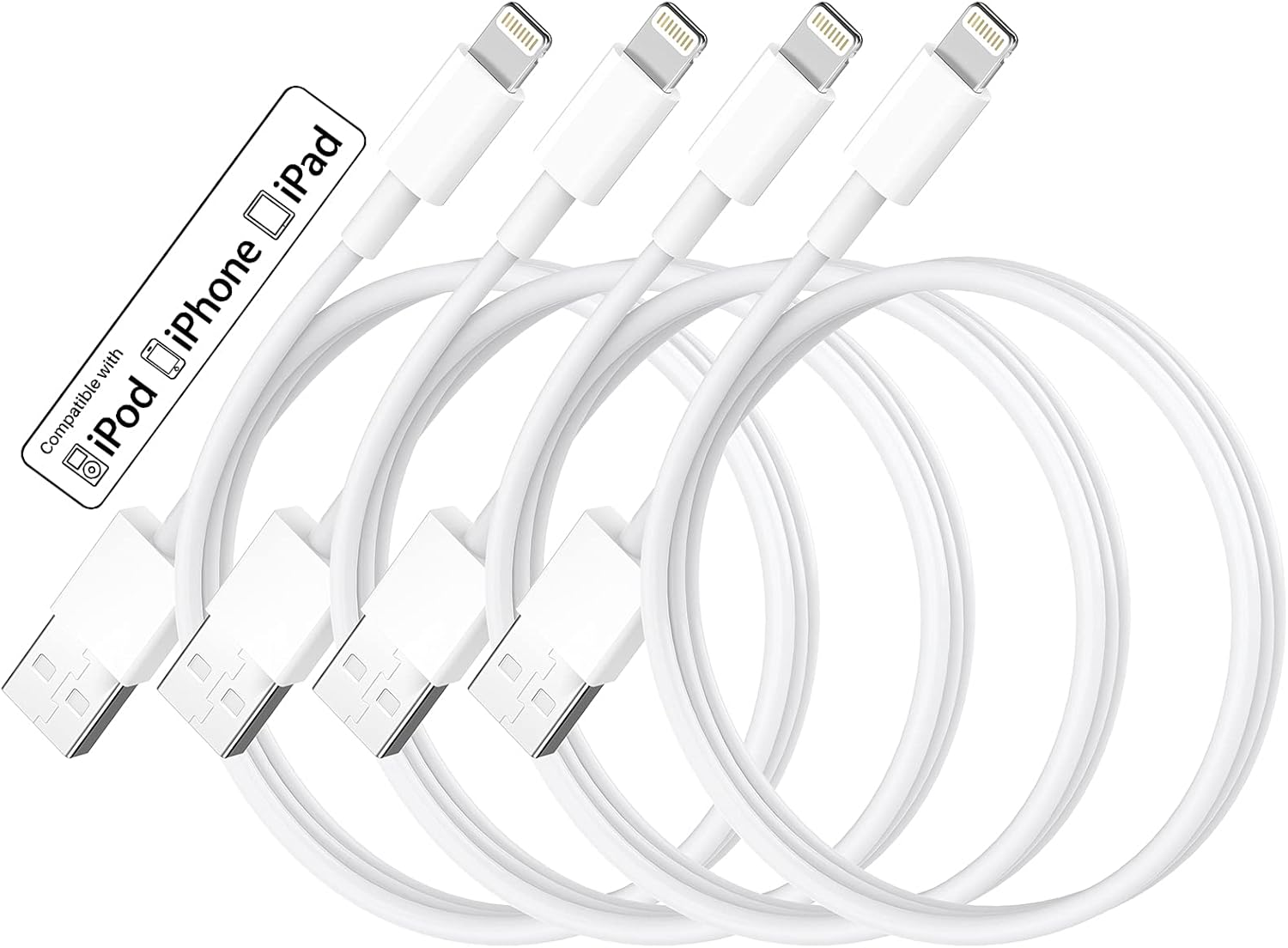 Fast Charging iPhone Cable 4Pack - 3ft PGQBS