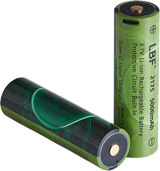 Long-Lasting 5000mAh Lithium-ion Battery Duo for Flashlights & Headlamps