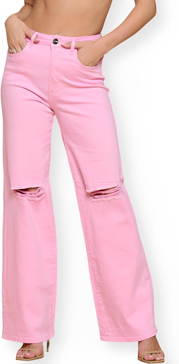 High Waisted Stretch Skinny Ripped Distressed Jeans for Women