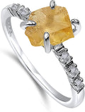 Real Raw Crystal Dainty Ring white Gold Birthstone - Gift