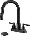 Bathroom Faucet with Pull Out Sprayer 3-Hole Centerset - Easy Clean