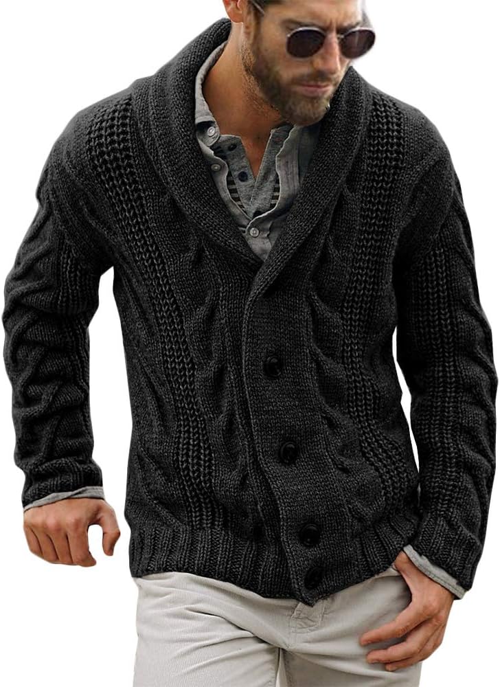 Mens Cable Knit Cardigan Sweater for Casual Comfort and Style