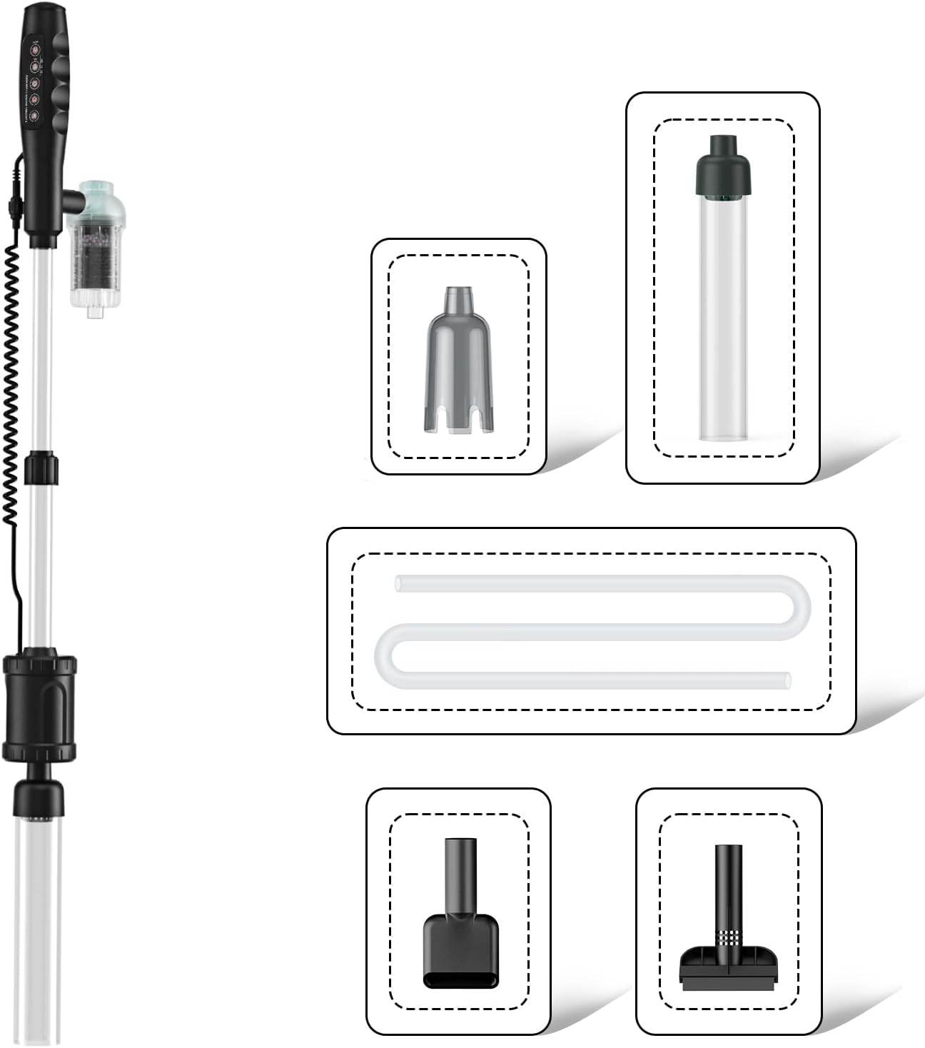 Multifunctional 36W Aquarium Vacuum Gravel Cleaner for Fish Tanks