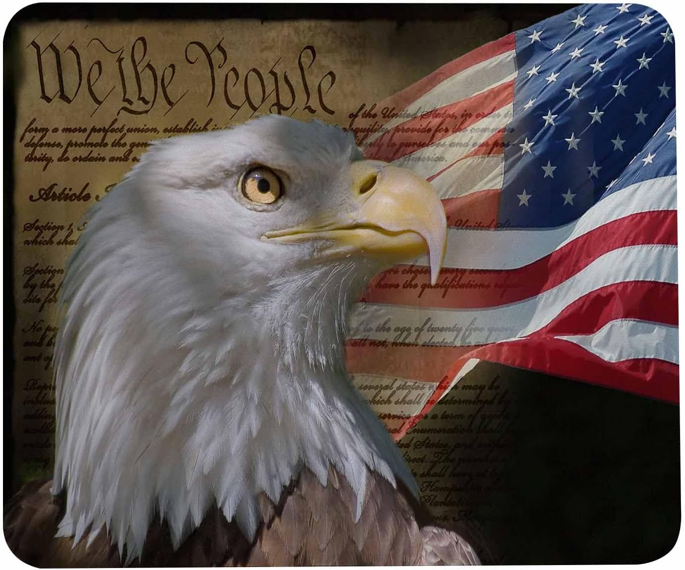 Vintage US Flag Bald Eagle Mouse Pad | Dual-Use for Home & Office