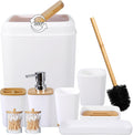 White Bathroom Accessories Set 9 Piece - Complete Organized Bath