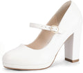 Women Mary Jane Platform Heels Closed Toe Pumps - 4in Chunky Heel