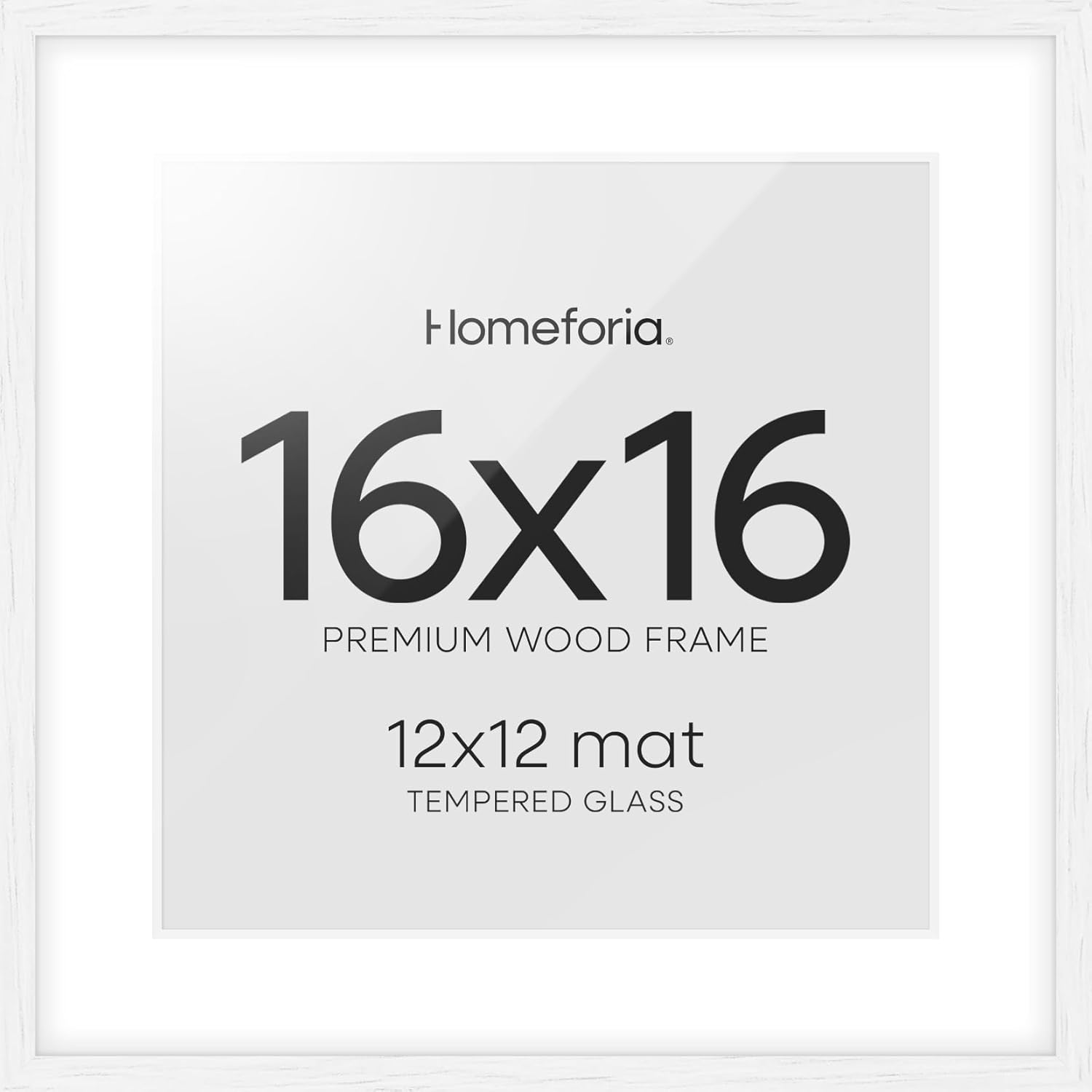 16x16 White Picture Frame with Mat for 12x12 Photos