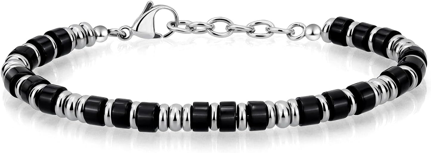 Boho Beaded Steel Bracelet for Men - Stylish Gift!