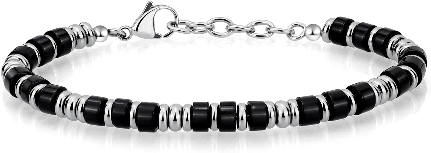 Boho Beaded Steel Bracelet for Men - Stylish Gift!