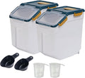 Large Flour Storage Container Bin 25Lb 2Pack Blue - Airtight Rolling