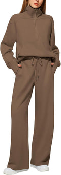 Women's Oversized Half Zip Sweatsuit Set - Wide Leg Lounge 2025