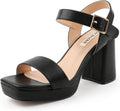 JOY IN LOVE Women's Chunky Platform High Heels Ankle Strap Sandals 5