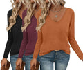 Ekouaer Long Sleeve V Neck Shirts 3 Pack - Comfortable Everyday Layers