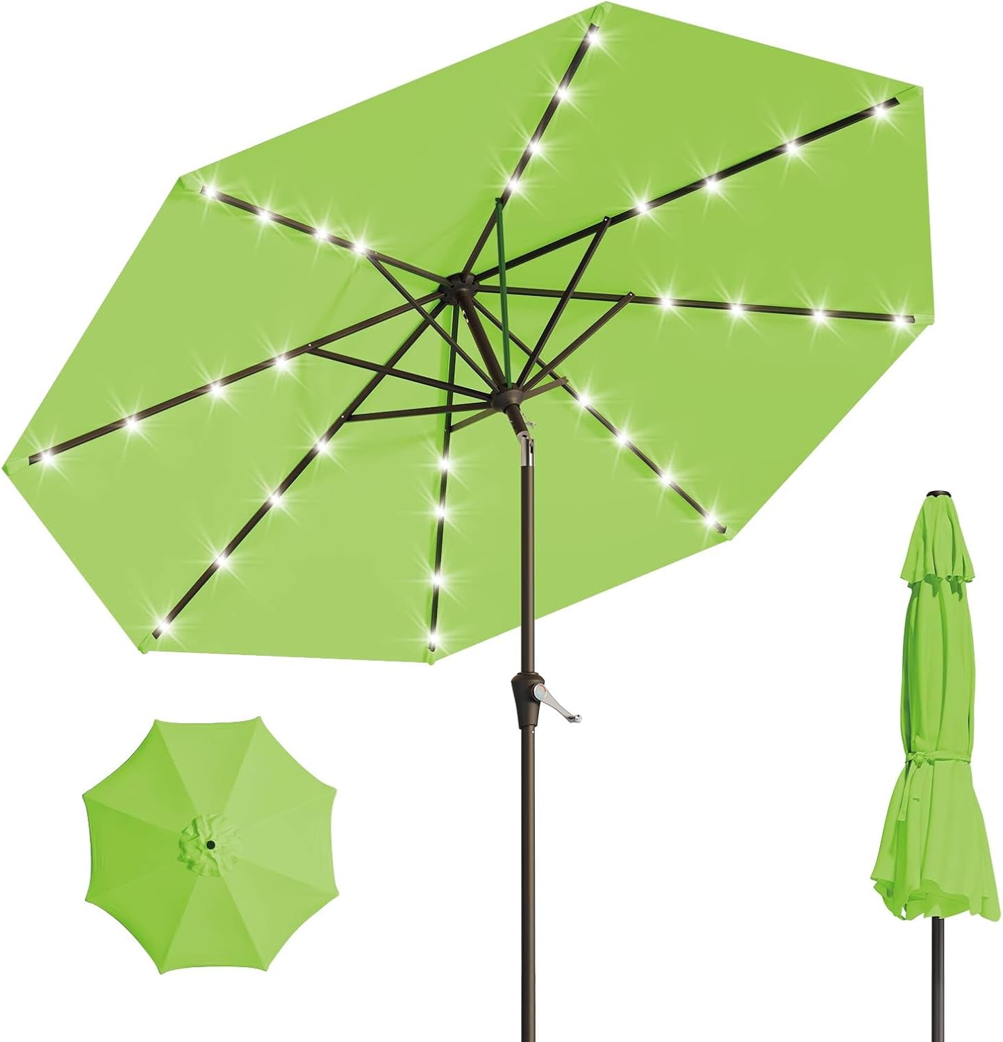 9FT Solar Umbrella with 32 LED Lights for Outdoor Relaxation