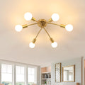 Gold Sputnik Ceiling Light Fixture, Modern 6-Light Chandelier
