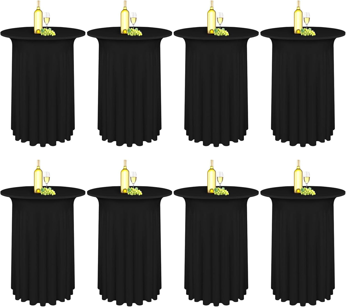 Black Spandex Cocktail Table Skirt Set - Elegant & Durable!