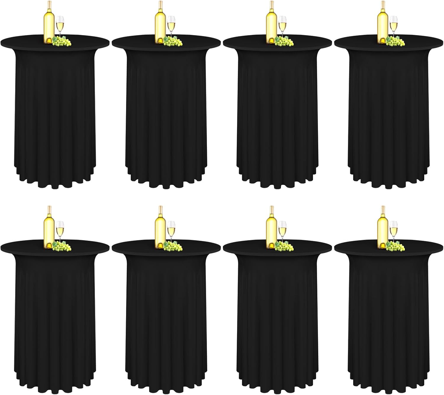 Black Spandex Cocktail Table Skirt Set - Elegant & Durable!