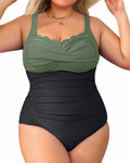 Plus Size One Piece Swimsuit - Tummy Control Full Coverage Women's