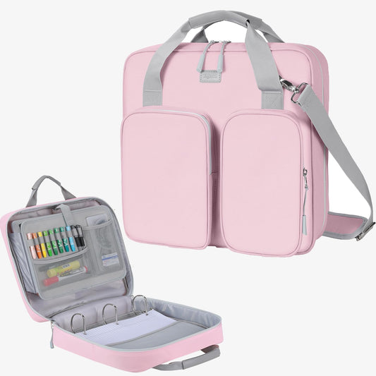 3 Inch Zipper Binder with Shoulder Strap & Multi-Pocket Design