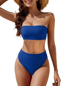 YACUN Women's High Waisted Strapless Bikini - Flattering Tummy Control