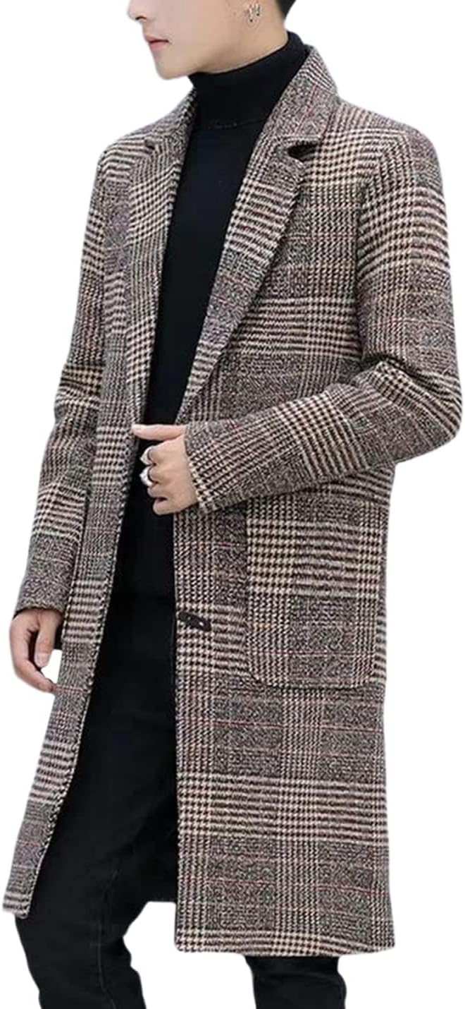 Springrain Men's Wool Blend Pea Coat for Stylish Winter Wear