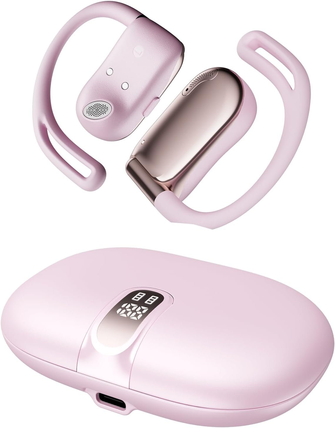 NEOQOQO Pink Air Conduction Earbuds - 48H Playtime, 3 EQ Modes
